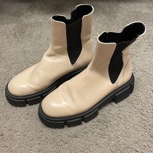 Zara Cream Lug Sole Boots